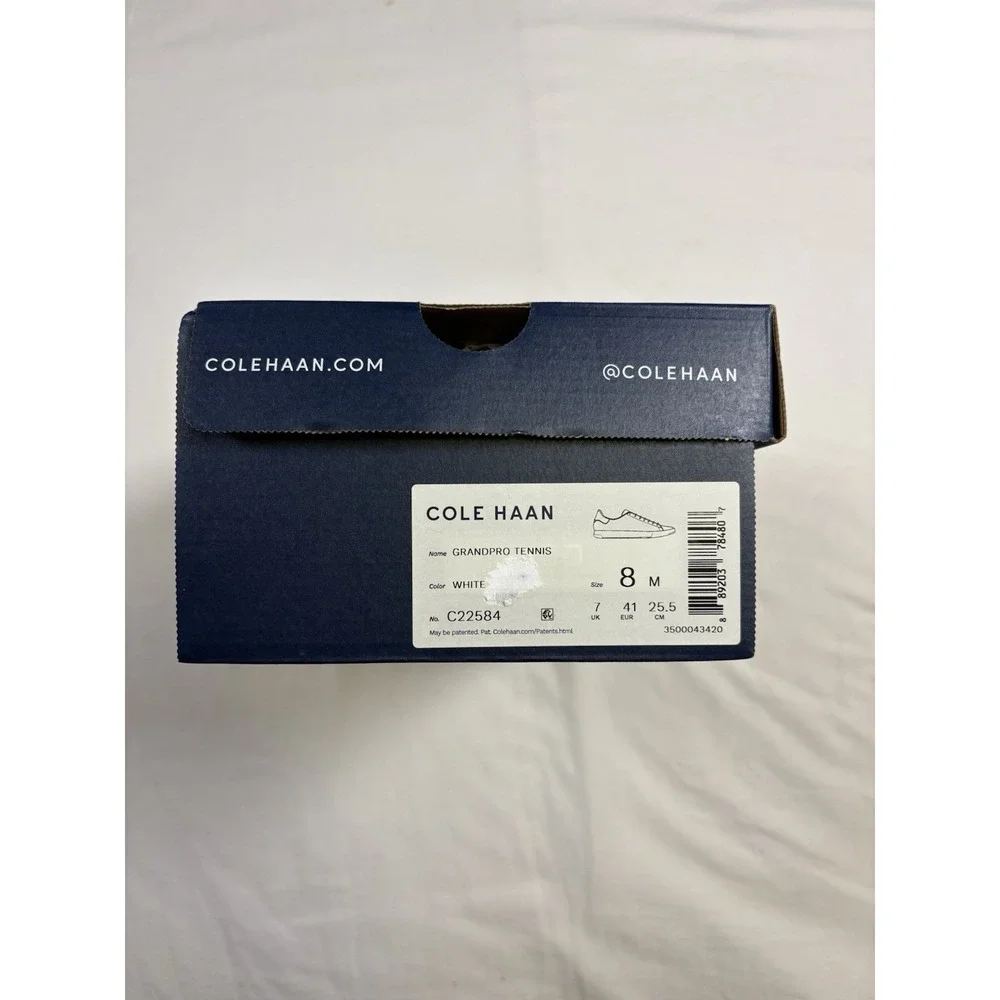 Cole Haan GrandPro Tennis Mens Size 8 M White Leather Sneakers Shoes C22584 NIB